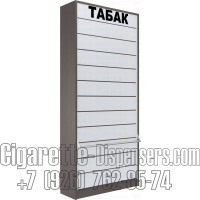 Торговый сигаретный шкаф с синхронными дверями на двенадцать полок по высоте